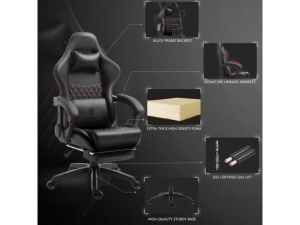 Dowinx PU Leather Gaming Chair with Massage - Image 2