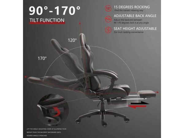 Dowinx PU Leather Gaming Chair with Massage - Image 3