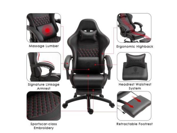 Dowinx PU Leather Gaming Chair with Massage - Image 5