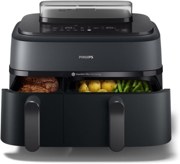 Philips Airfryer 2000 Series 6.2L - 1700W Power, Cooking Window, RapidAir technology, Digital touch screen, 13 cooking options, Up to 90% less fat, Black (NA230/00)